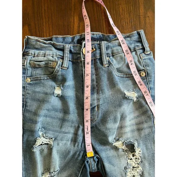 Aeropostale Distressed Ankle Legging Denim Jeans 0 Skinny Jeggings Ripped High R - Picture 10 of 11
